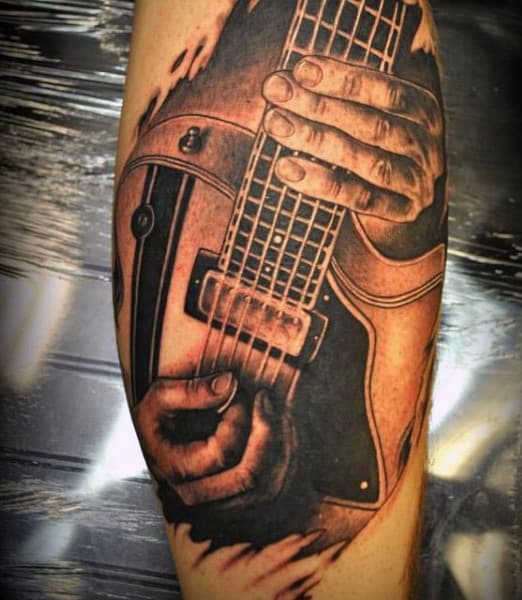 guitar tattoo minimalist