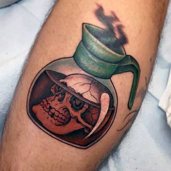 3d Leg Guys Tattoo Ideas Coffee With Skull Designs