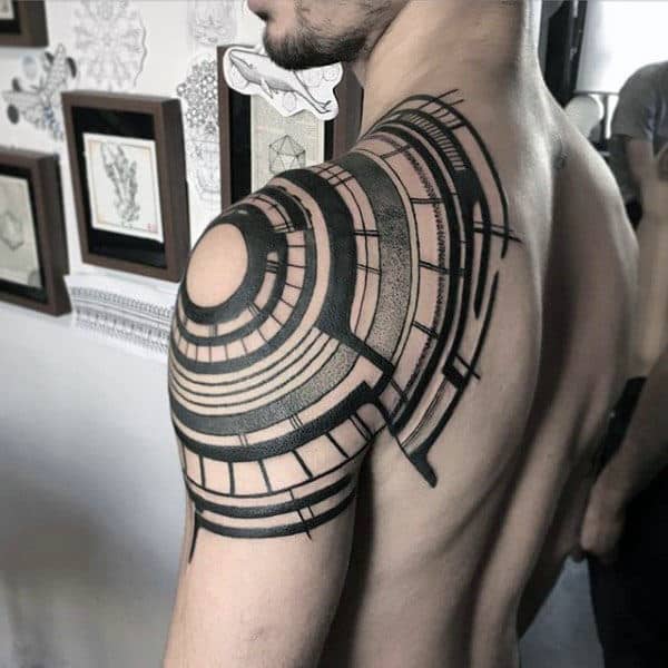 75 Tribal Arm Tattoos For Men - Interwoven Line Design Ideas