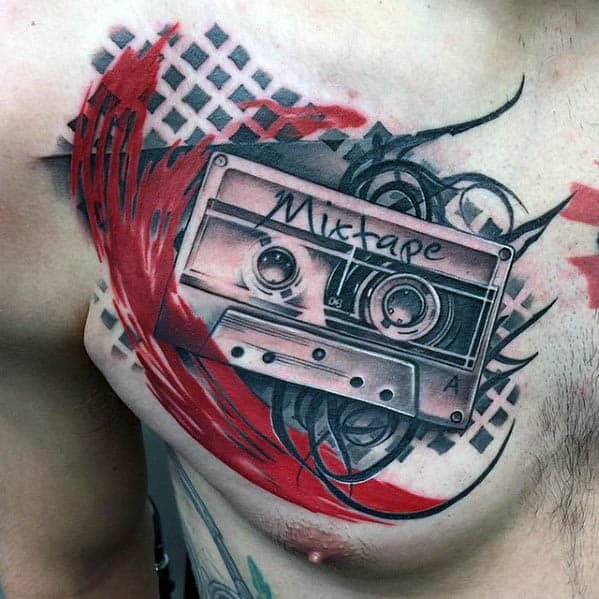 50 Cassette Tape Tattoo Designs For Men - Retro Ink Ideas