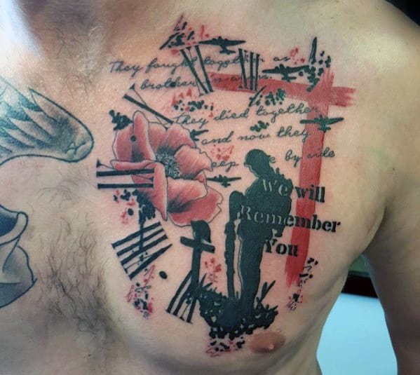 50 Fallen Soldier Tattoo Designs For Men Memorial Ideas