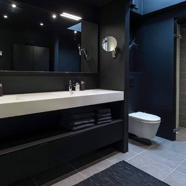 Top 60 Best Black Bathroom Ideas - Dark Interior Designs