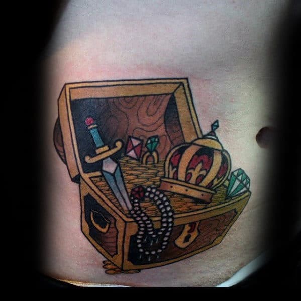 40 Treasure Chest Tattoo Designs For Men - Valuable Ink Ideas