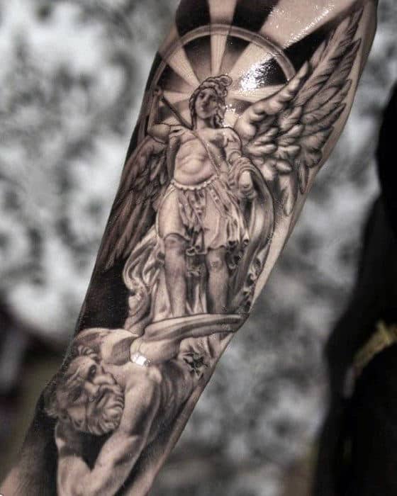 male protector guardian angel tattoo