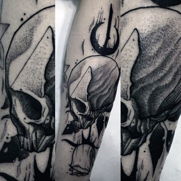 Artistic Guys Dotwork Unique Skull Forearm Tattoos