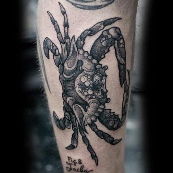 Awesome Dotwork Crab Tattoo On Gentleman