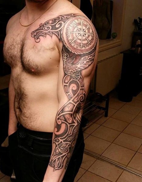 Татуировки с Рунами (подборка фото) - Страница 5 Awesome-full-sleeve-guys-rune-norse-tattoo-ideas