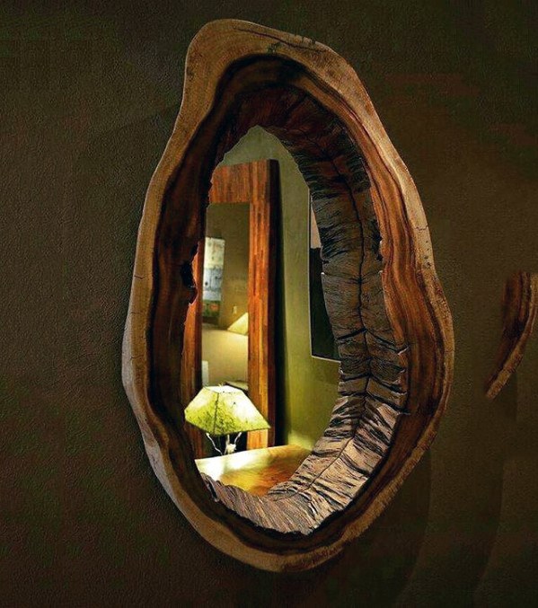 Bachelor Pad Decor Wood Live Edge Mirror Ideas