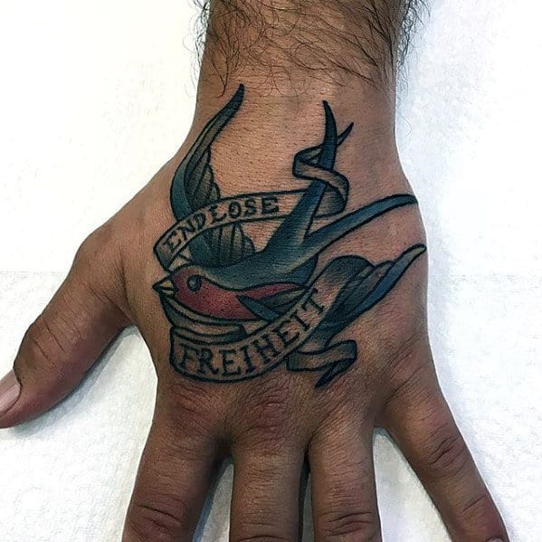 Swallow With Banner Tattoo 115