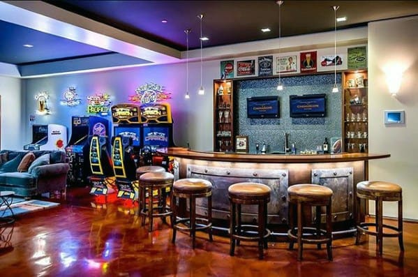 Bar With Arcade Gaming Man Cave