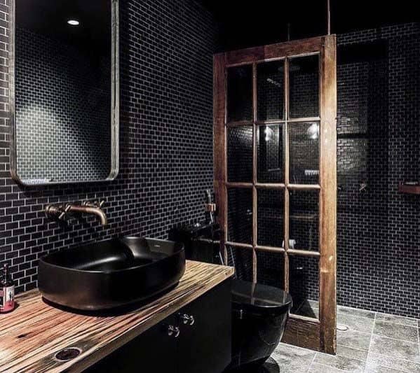top 60 best black bathroom ideas - dark interior designs