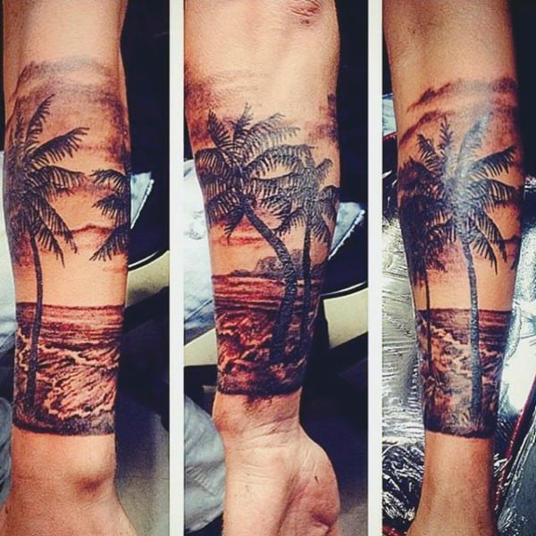 75 Beach Tattoos For Men Serene Sandy Shore Designs
