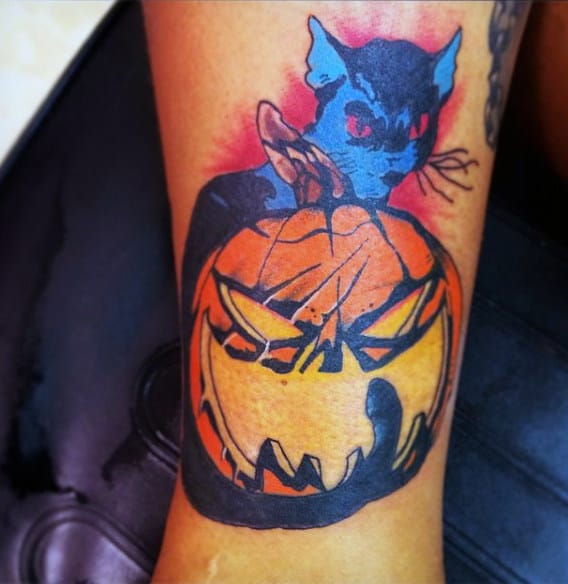 60 Pumpkin Tattoos For Men Jack O' Lantern Design Ideas