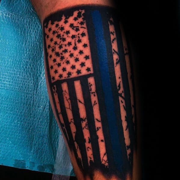 50 Thin Blue Line Tattoo Designs For Men Symbolic Ink Ideas