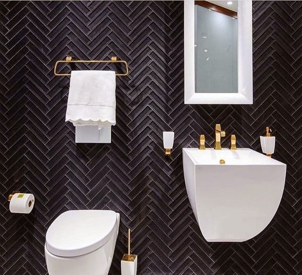 Black Tile Wall Half Bath Ideas