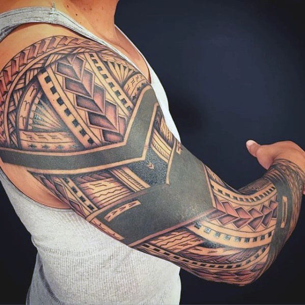40 Polynesian Sleeve Tattoo Designs For Men - Tribal Ink Ideas