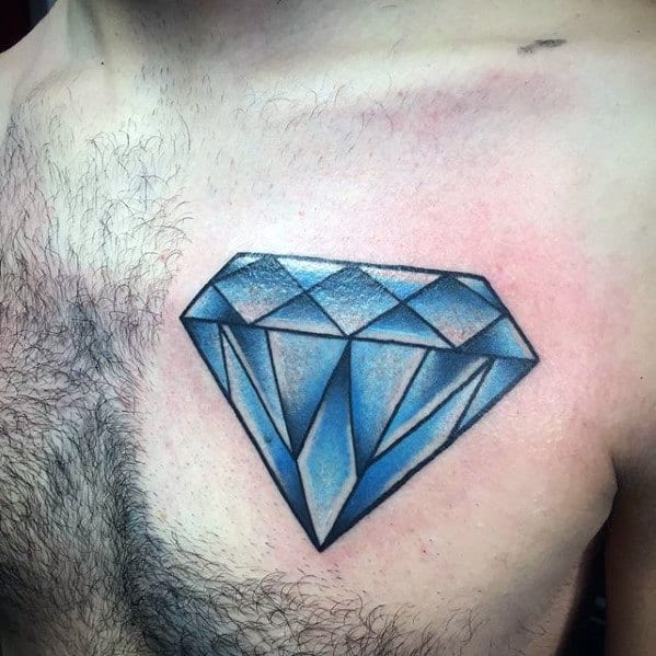 Blue Diamond Male Traditional Chest Tattoos