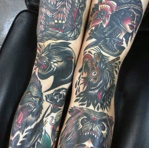 Both Legs Guys Traditional Tattoo Ideas For Sleeves
