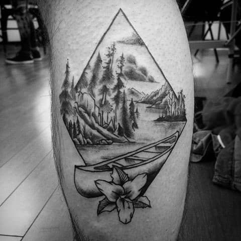 40 Canoe Tattoo Designs For Men - Kayak Ink Ideas