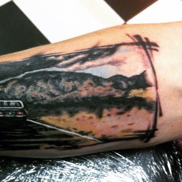 Car Road Tattoo For Men