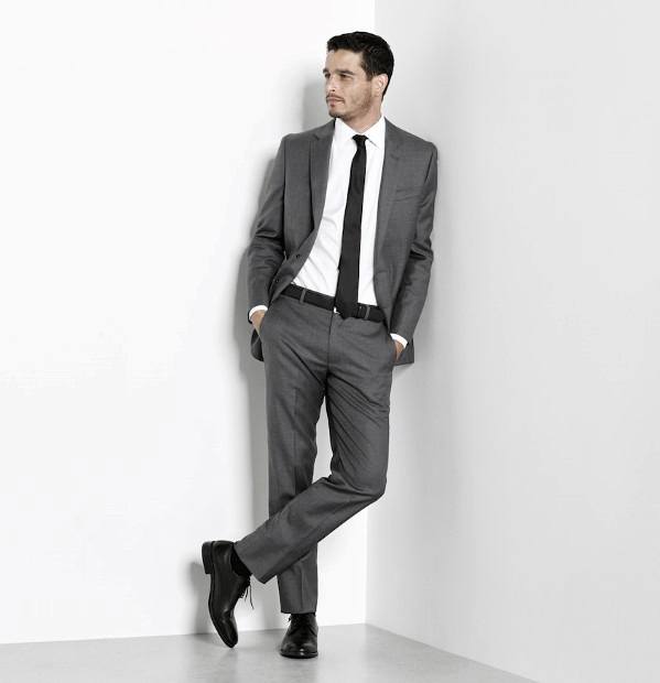 charcoal grey suit black shoes style looks for men