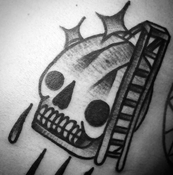 Chest Skull Wth Ladder Filler Designs Mens Tattoo