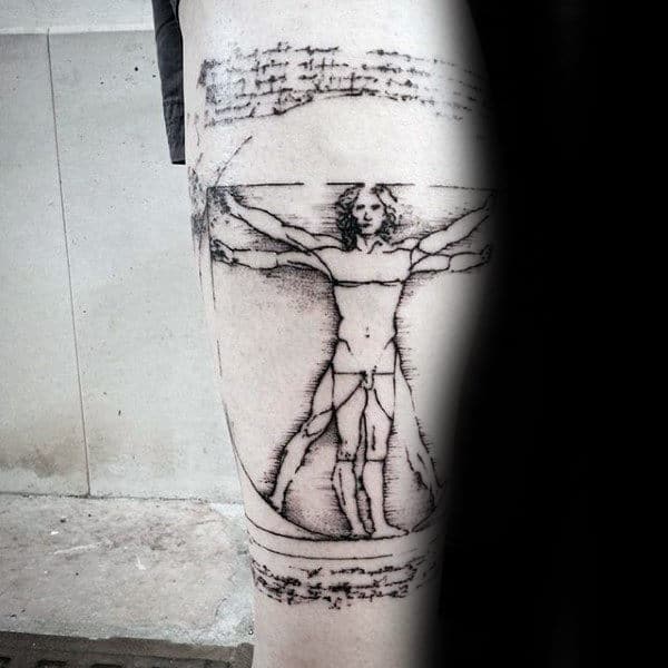 50 Vitruvian Man Tattoo Designs For Men - Da Vinci Ink Ideas
 Leonardo Da Vinci Tattoo