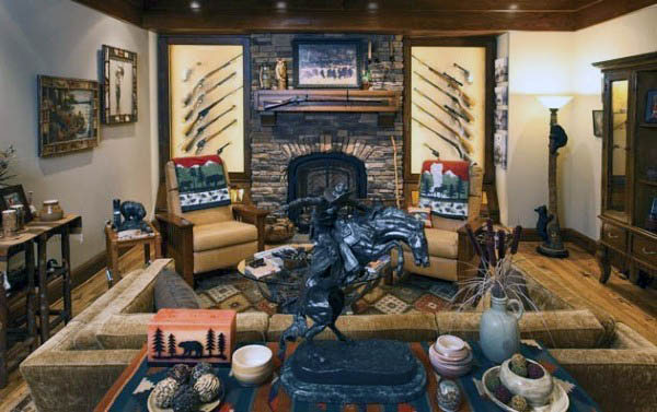 Collectors Gun Room Design With Seating Area