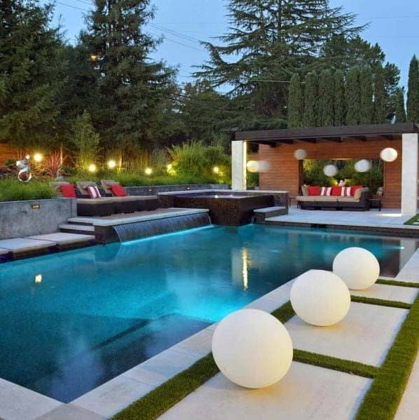 Unique Waterfall Swimming Pool Designs with Simple Decor