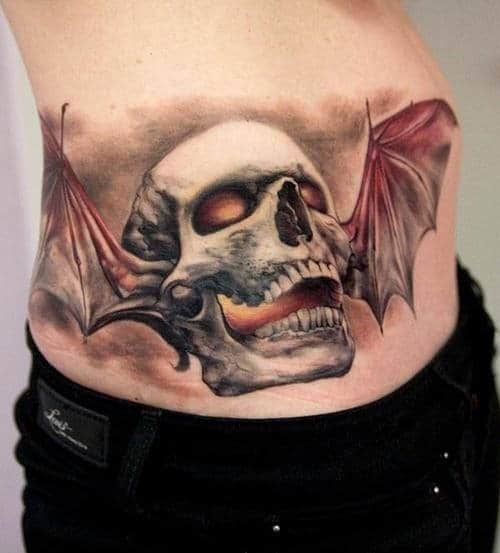 30 Deathbat Tattoo Designs For Men - Winged Skull Ink Ideas