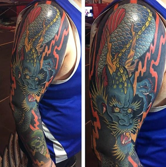 dragon landscape tattoo