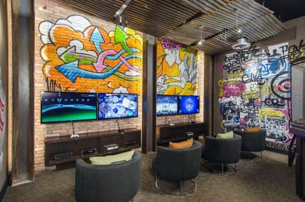 Cool Gaming Man Cave With Industrial Design