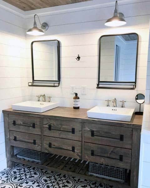 top 50 best shiplap bathroom ideas - nautical inspired wall