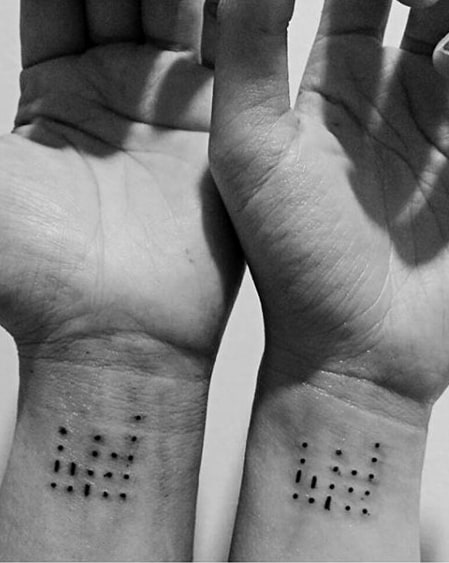 Cool Simple Guys Braille Wrist Tattoo