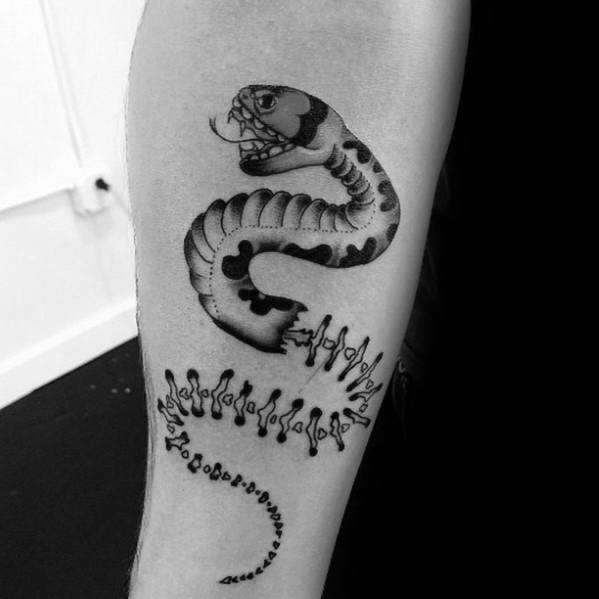 30 Snake Skeleton Tattoo Ideas For Men - Bone Designs