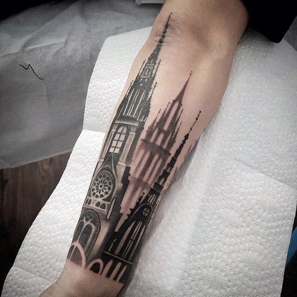 50 Cathedral Tattoo Designs For Men Church Ink Ideas