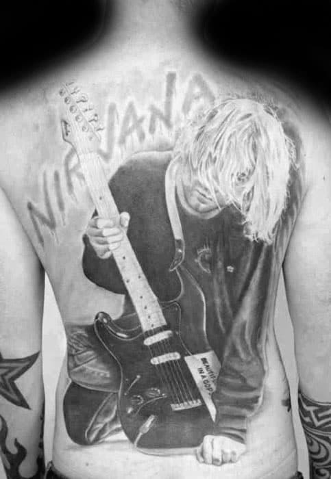 Distinctive Male Full Back Nirvana Tattoo Designs