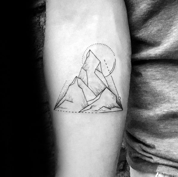 50 Geometric Mountain Tattoo Designs For Men - Geometry ...