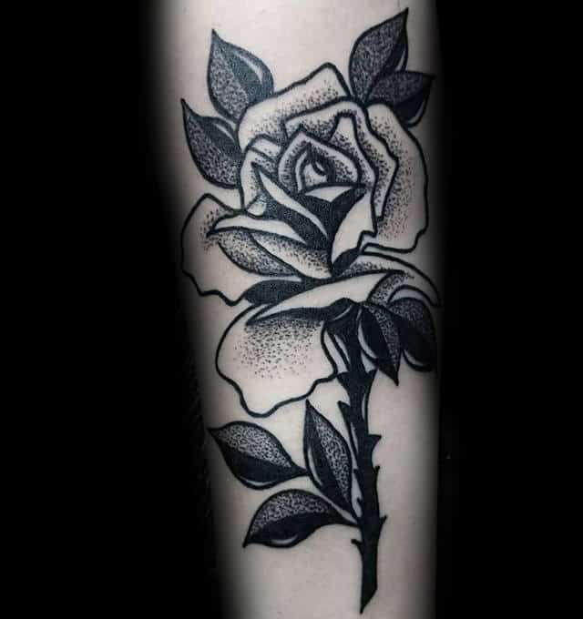 80 Black Rose Tattoo Designs For Men - Dark Ink Ideas