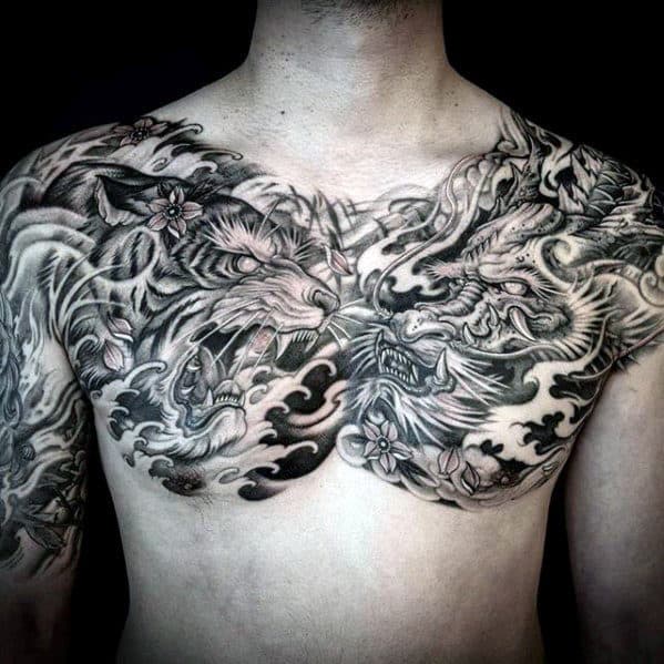 40 Dragon Chest Tattoo Designs For Men - Mythical Monster Ideas