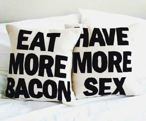 Eat More Bacon Bachelor Pad Decor Mens Throw Pillow Ideas