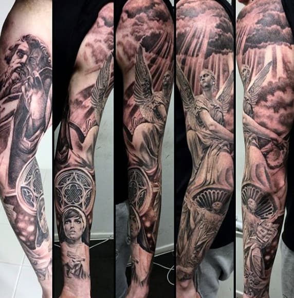 75 Religious Sleeve Tattoos For Men Divine Spirit Designs