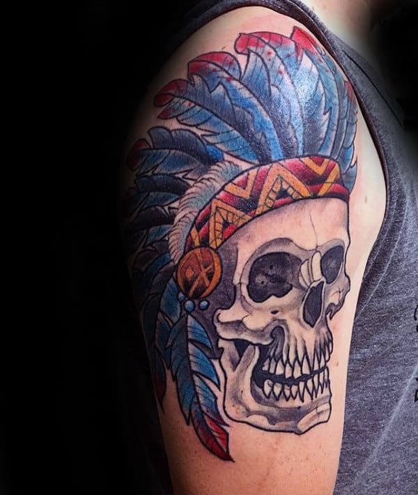 80 Indian Skull Tattoo Designs For Men - Cool Ink Ideas