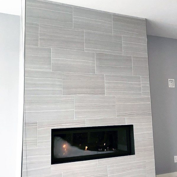 tiled fireplace wall