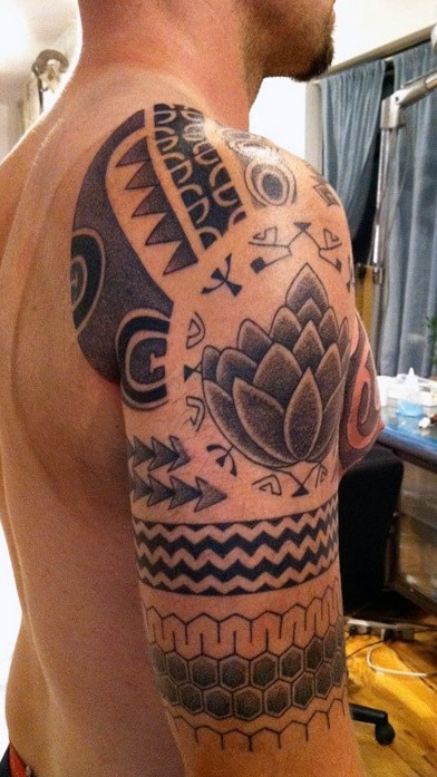 Flower Tribal Tattoo Designs For Arms Men On Sleeve