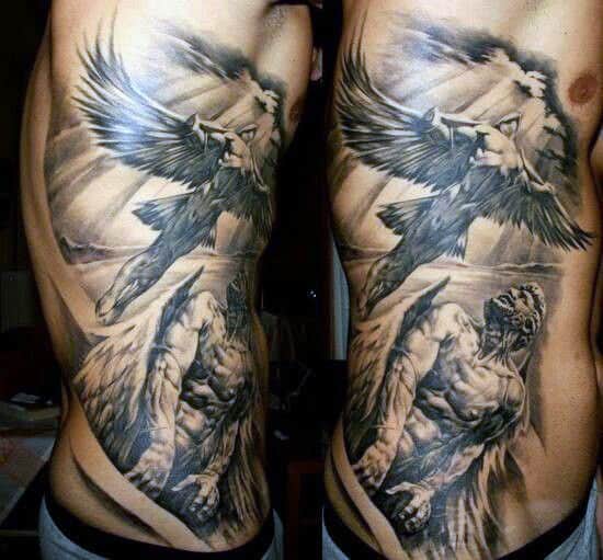 male protector guardian angel tattoo