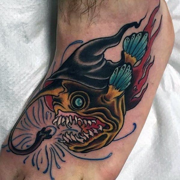 60 Angler Fish Tattoo Designs For Men - Deep Sea Ink Ideas