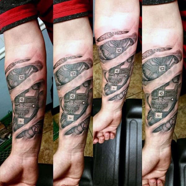 60 Circuit Board Tattoo Designs For Men - Electronic Ink Ideas