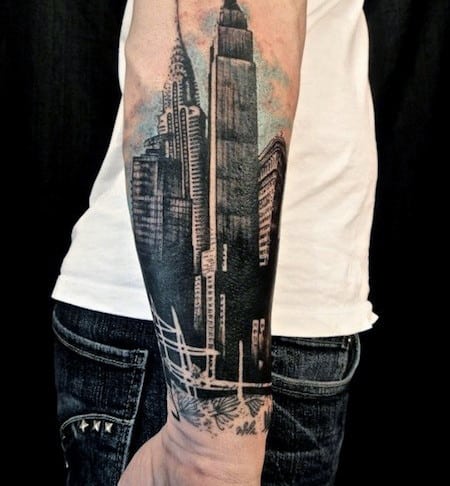 City Forearm Tattoo Designs For Men