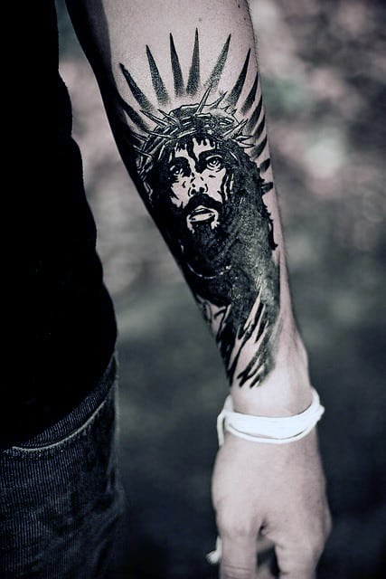 Jesus Forearm Tattoo Sleeve